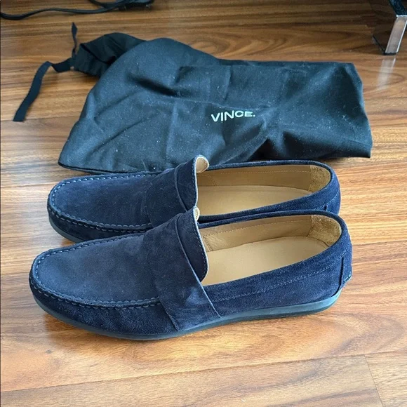 Vince Men's Dark Blue Suede Loafers - Picture 2 of 7